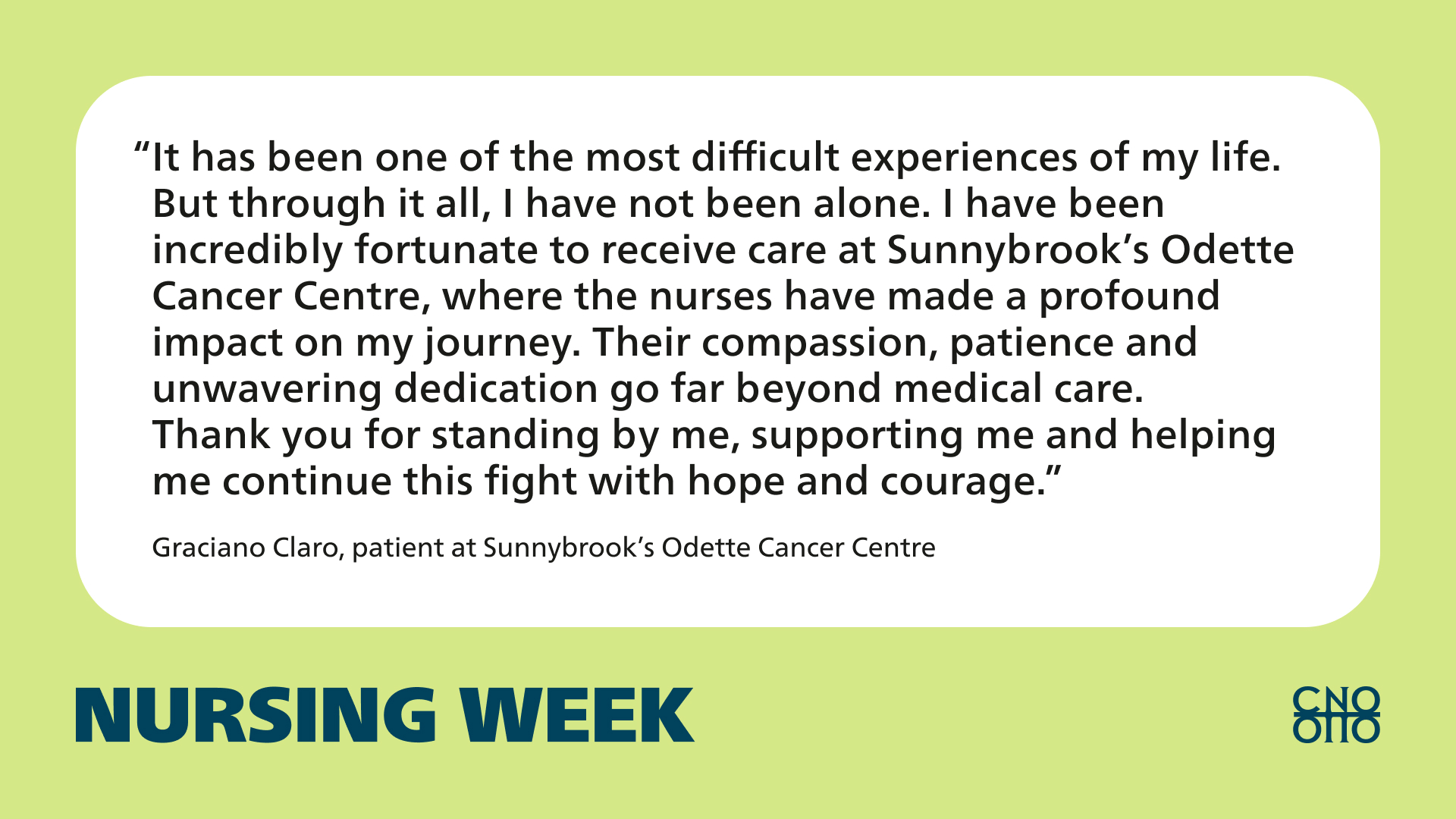 Graciano Claro, patient at Sunnybrook's Odette Cancer Centre