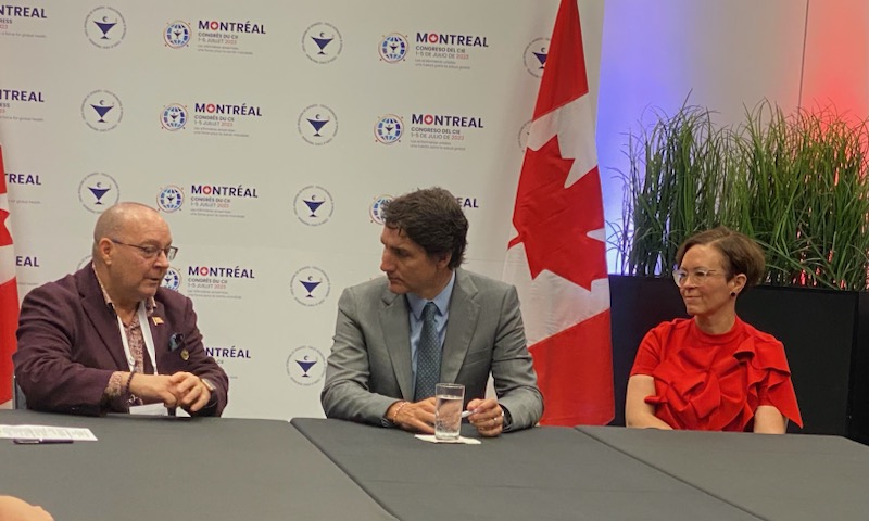 CNA President Sylvain Brousseau, Prime Minister Justin Trudeau and Chief Nursing Officer Dr. Leigh Chapman CNA President Sylvain Brousseau, Prime Minister Justin Trudeau and Chief Nursing Officer Dr. Leigh Chapman in Montreal in July, 2023